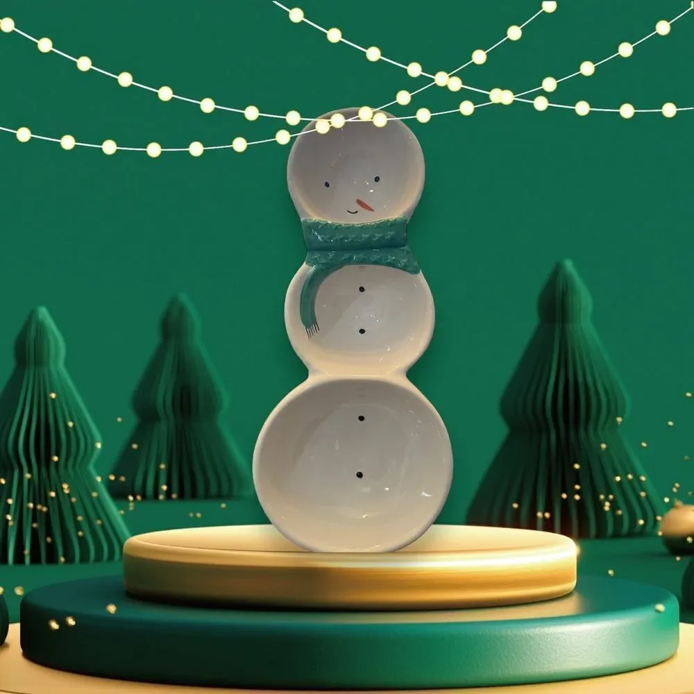3‎ PORTION SNOWMAN SERVING DISH